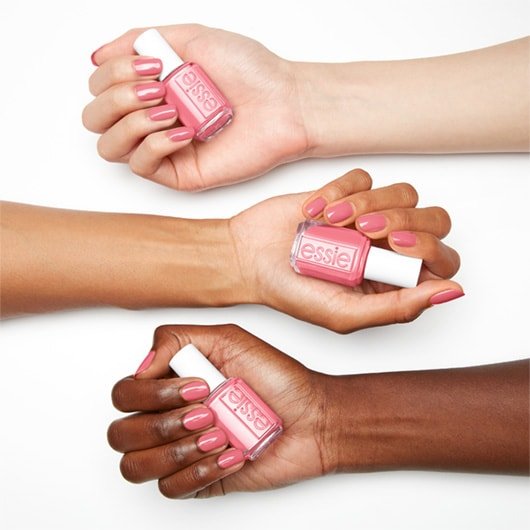 playful and rebellious dirty mauve pink nail polish on 3 skin tones