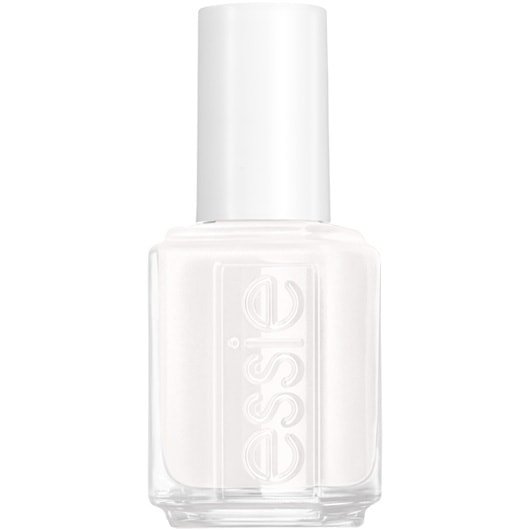 embossed bottle of essie nail polish in the shade stay fluid against a white background