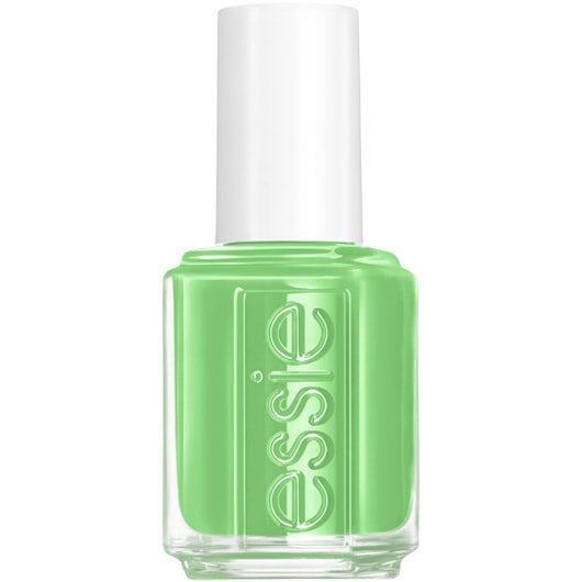 embossed bottle of essie nail polish in the shade this and that against a white background