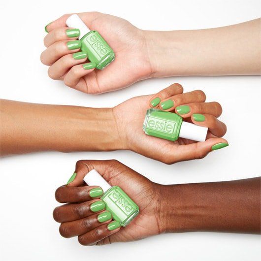 this and that lime green nail polish on 3 skin tones