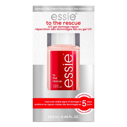 essie to the rescue UV damage repair treatment inside its packaging on a white background.
